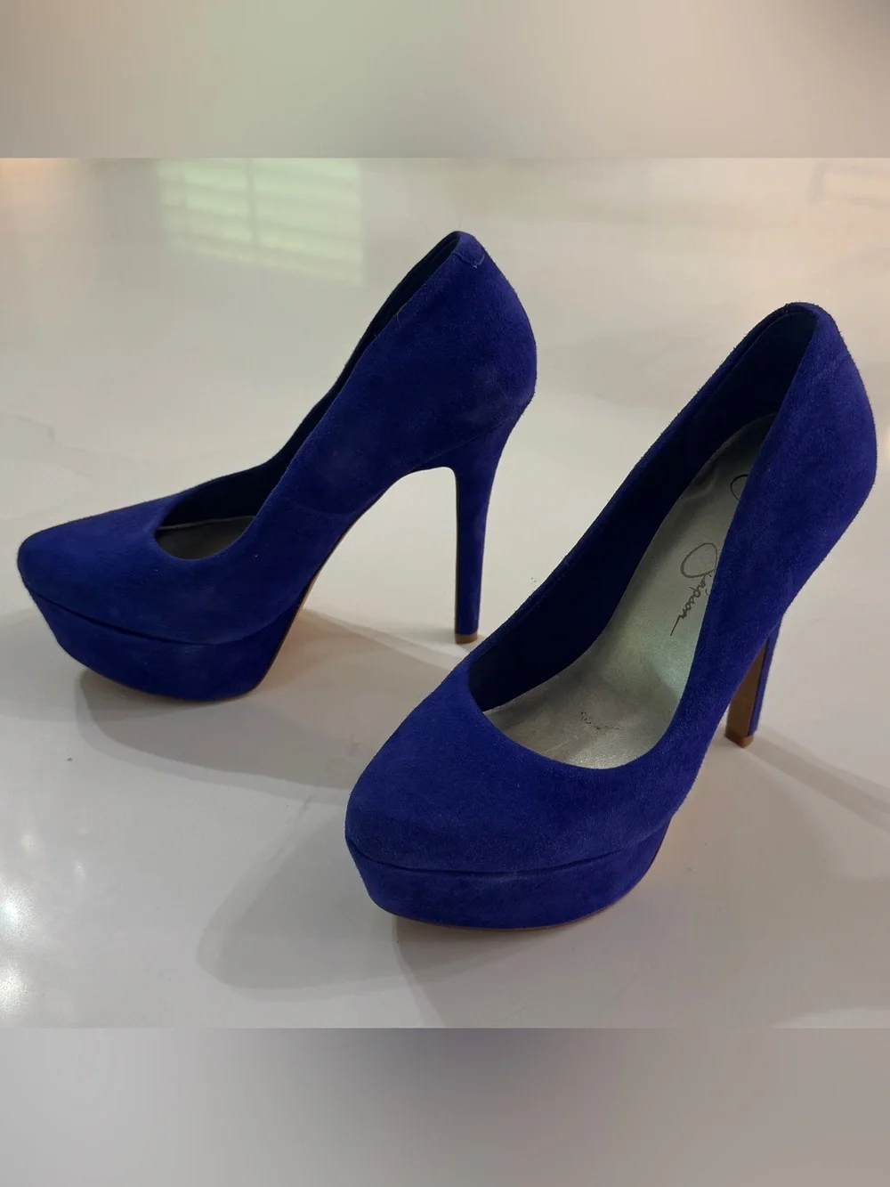 Jessica Simpson Cobalt Blue Suede Platform Pumps